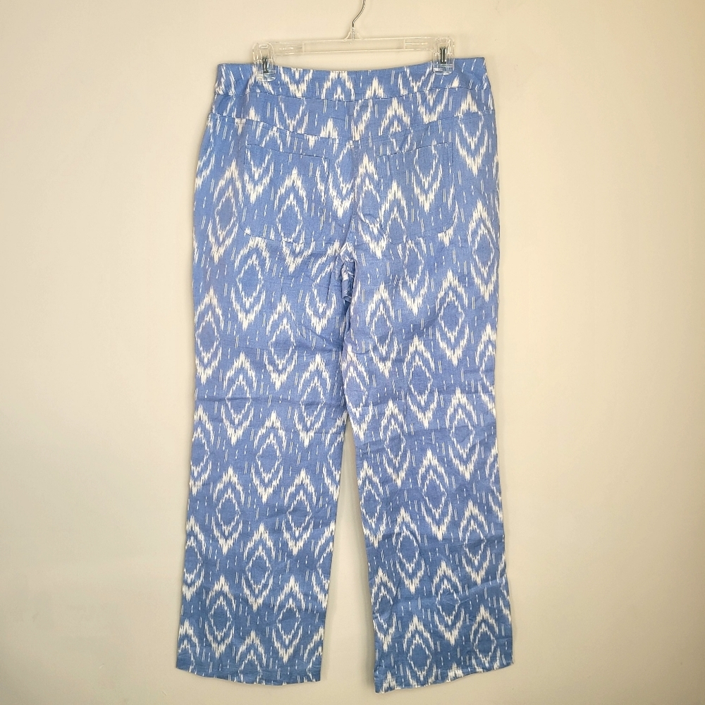 Chico's Ikat Linen Pants blue white size 1 - Picture 6 of 9